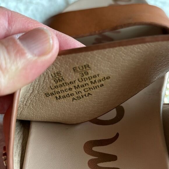 Sam Edelman Asha Slide Natural Buff brown leather slide sandals size 9 - Picture 7 of 9